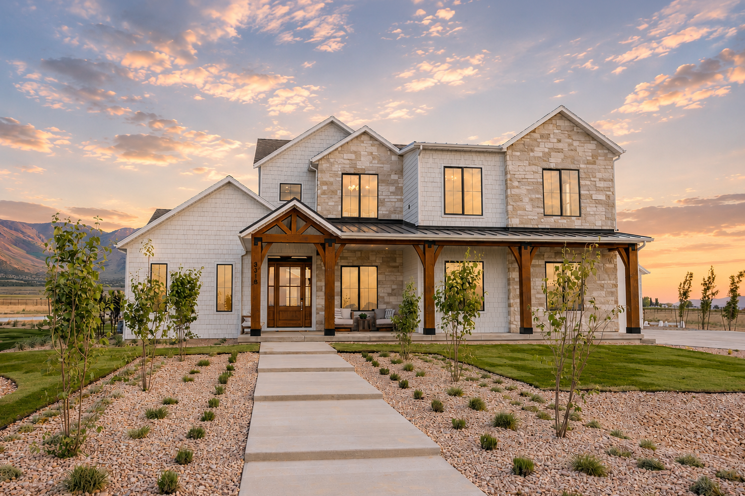 Brin Valley Ranch New Construction Multi Story Farmhouse style Home for Sale in Firefly, Eagle Mountain Utah by Candlelight Homes. New Construction Builds in Utah Valley